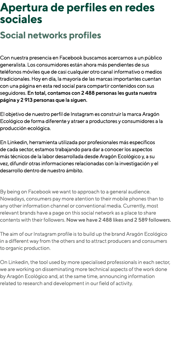 Apertura de perfiles en redes sociales Social networks profiles  Con nuestra presencia en Facebook buscamos acercarno   