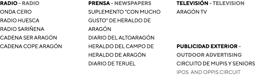 radio - Radio Onda Cero Radio Huesca Radio Sariñena Cadena SER Aragón Cadena Cope Aragón  Prensa - NEWSPAPERS SUPLEME   