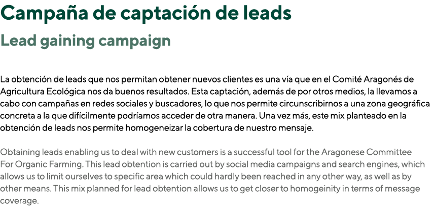 Campaña de captación de leads Lead gaining campaign  La obtención de leads que nos permitan obtener nuevos clientes e   