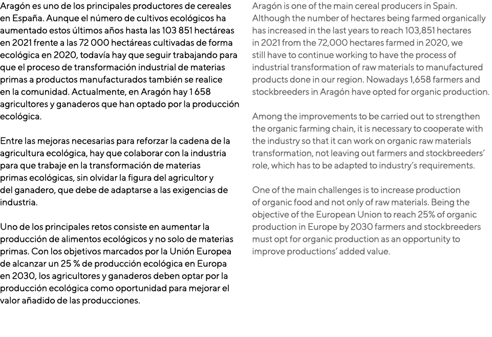 Aragón es uno de los principales productores de cereales en España  Aunque el número de cultivos ecológicos ha aument   