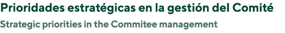 Prioridades estratégicas en la gestión del Comité Strategic priorities in the Commitee management