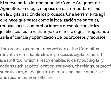 El nuevo portal del operador del Comité Aragonés de Agricultura Ecológica supuso un paso importantísimo en la digital   