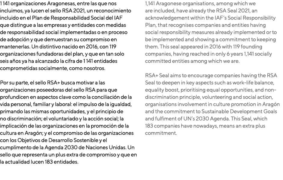 1 141 organizaciones Aragonesas, entre las que nos incluimos, ya lucen el sello RSA 2021, un reconocimiento incluido    