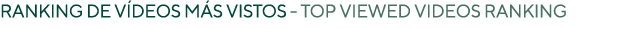 RANKING DE VÍDEOS MÁS VISTOS - Top viewed videos ranking 