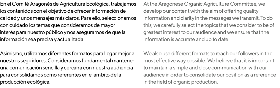 En el Comit Aragon s de Agricultura Ecol gica, trabajamos los contenidos con el objetivo de ofrecer informaci n de c...