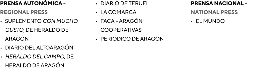 Prensa auton mica Regional press • SUPLEMENTO CON MUCHO GUSTO, DE HERALDO DE ARAG N • Diario del Altoarag n • Heraldo...