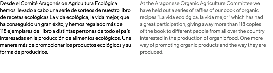 Desde el Comit Aragon s de Agricultura Ecol gica hemos llevado a cabo una serie de sorteos de nuestro libro de recet...