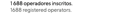 1 688 operadores inscritos. 1688 registered operators.