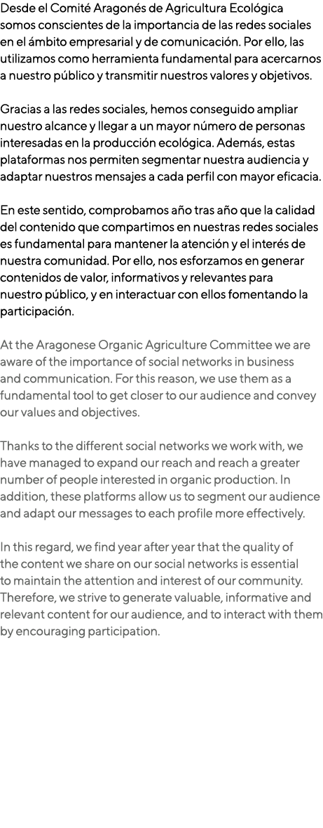 Desde el Comit Aragon s de Agricultura Ecol gica somos conscientes de la importancia de las redes sociales en el  mb...