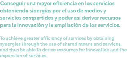 Conseguir una mayor eficiencia en los servicios obteniendo sinergias por el uso de medios y servicios compartidos y p...