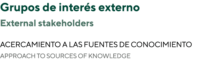 Grupos de inter s externo External stakeholders ACERCAMIENTO A LAS FUENTES DE CONOCIMIENTO APPROACH TO SOURCES OF KNO...