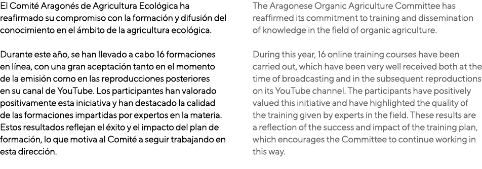 El Comit Aragon s de Agricultura Ecol gica ha reafirmado su compromiso con la formaci n y difusi n del conocimiento ...