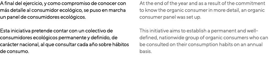 A final del ejercicio, y como compromiso de conocer con m s detalle al consumidor ecol gico, se puso en marcha un pan...