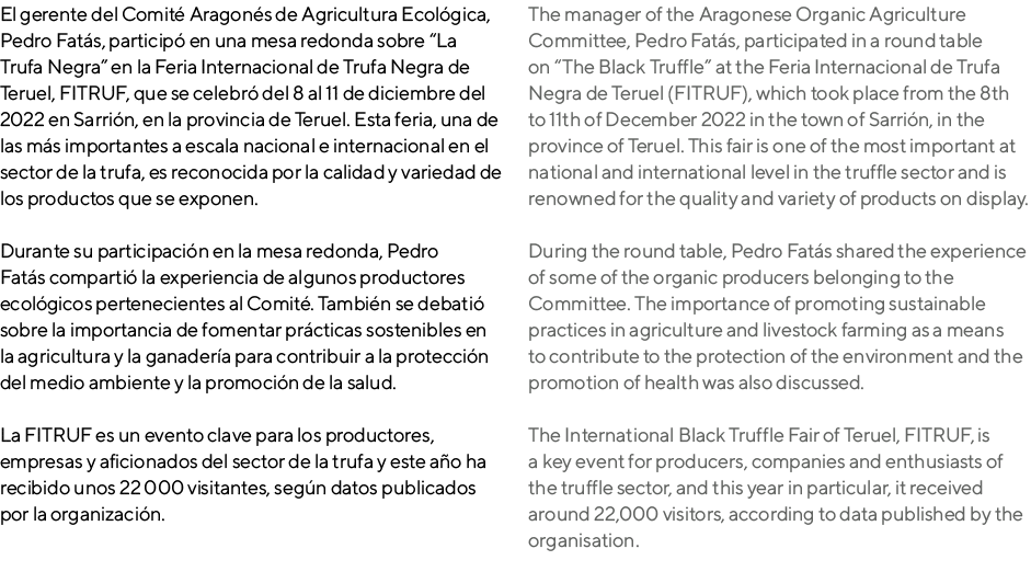 El gerente del Comit Aragon s de Agricultura Ecol gica, Pedro Fat s, particip  en una mesa redonda sobre “La Trufa N...