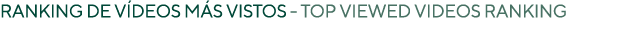 RANKING DE V DEOS M S VISTOS Top viewed videos ranking 