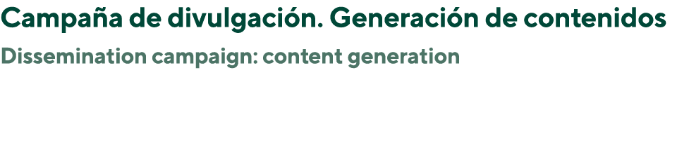 Campa a de divulgaci n. Generaci n de contenidos Dissemination campaign: content generation 