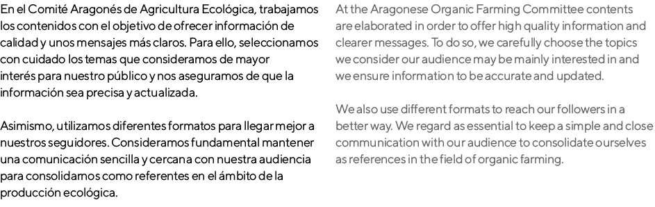 En el Comit Aragon s de Agricultura Ecol gica, trabajamos los contenidos con el objetivo de ofrecer informaci n de c...