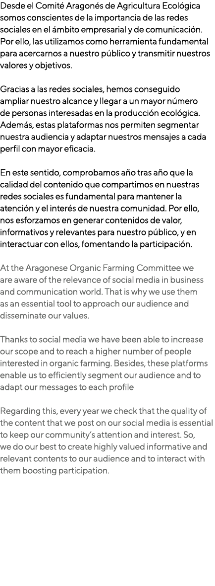 Desde el Comit Aragon s de Agricultura Ecol gica somos conscientes de la importancia de las redes sociales en el  mb...