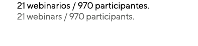 21 webinarios / 970 participantes. 21 webinars / 970 participants.