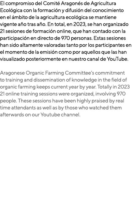 El compromiso del Comit Aragon s de Agricultura Ecol gica con la formaci n y difusi n del conocimiento en el  mbito ...