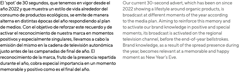 El ‘spot’ de 30 segundos, que tenemos en vigor desde el a o 2022 y que muestra un estilo de vida alrededor del consum...