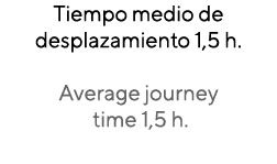 Tiempo medio de desplazamiento 1,5 h. Average journey time 1,5 h.